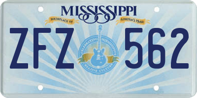 MS license plate ZFZ562