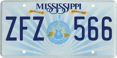 MS license plate ZFZ566