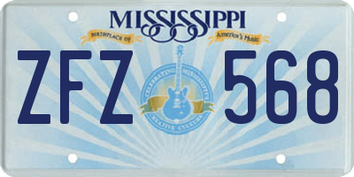 MS license plate ZFZ568