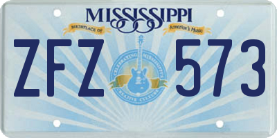MS license plate ZFZ573