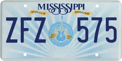 MS license plate ZFZ575