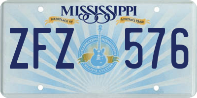 MS license plate ZFZ576
