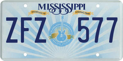MS license plate ZFZ577