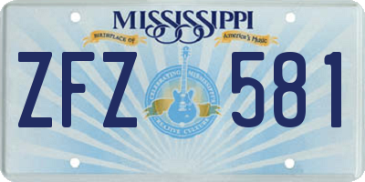 MS license plate ZFZ581