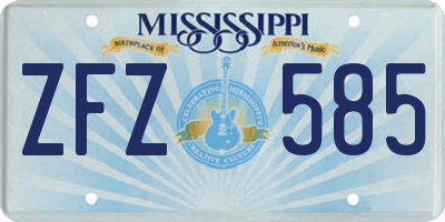 MS license plate ZFZ585