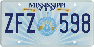 MS license plate ZFZ598