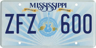 MS license plate ZFZ600