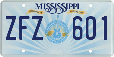 MS license plate ZFZ601