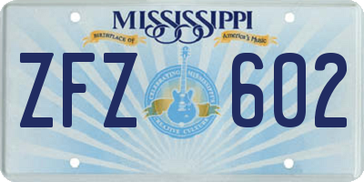 MS license plate ZFZ602