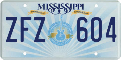 MS license plate ZFZ604