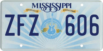 MS license plate ZFZ606