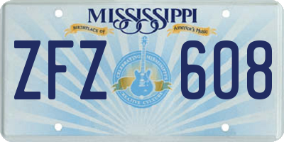 MS license plate ZFZ608
