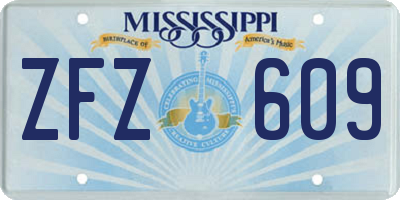 MS license plate ZFZ609