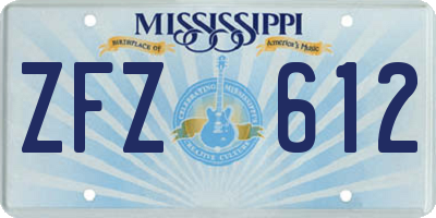 MS license plate ZFZ612