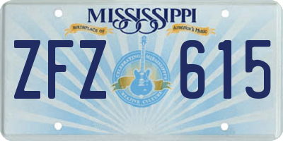 MS license plate ZFZ615