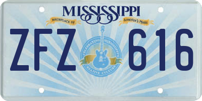 MS license plate ZFZ616