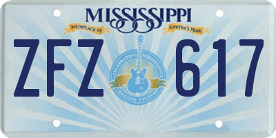 MS license plate ZFZ617