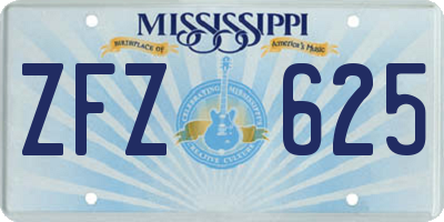 MS license plate ZFZ625
