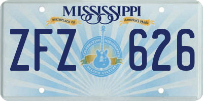 MS license plate ZFZ626
