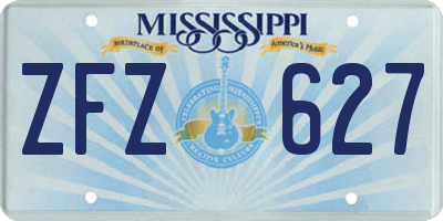 MS license plate ZFZ627