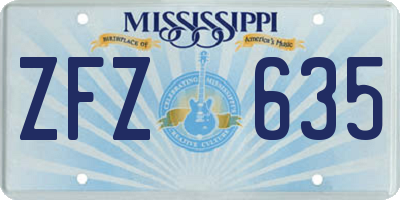 MS license plate ZFZ635