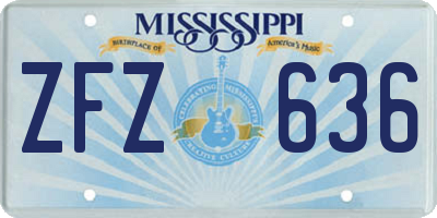 MS license plate ZFZ636