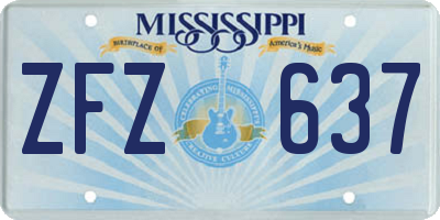 MS license plate ZFZ637