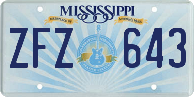 MS license plate ZFZ643