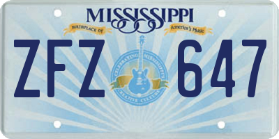 MS license plate ZFZ647