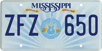 MS license plate ZFZ650