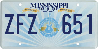 MS license plate ZFZ651