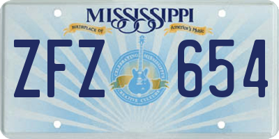 MS license plate ZFZ654