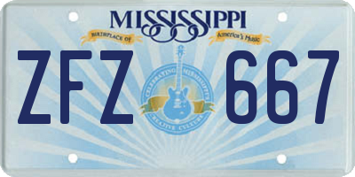 MS license plate ZFZ667