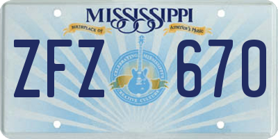 MS license plate ZFZ670
