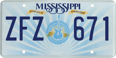 MS license plate ZFZ671