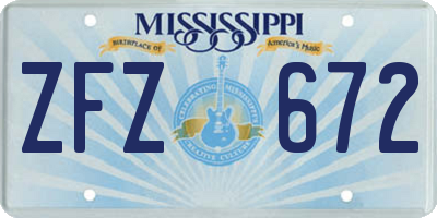 MS license plate ZFZ672