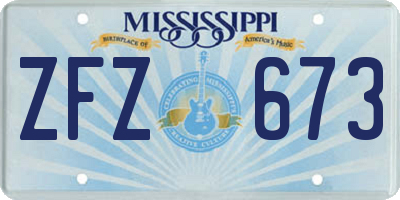 MS license plate ZFZ673