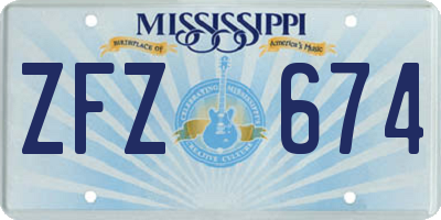 MS license plate ZFZ674