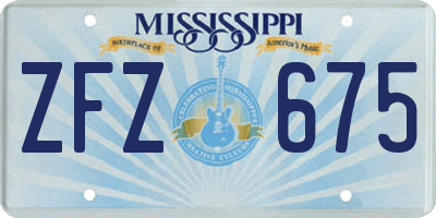 MS license plate ZFZ675