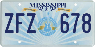 MS license plate ZFZ678