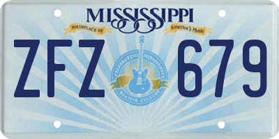 MS license plate ZFZ679