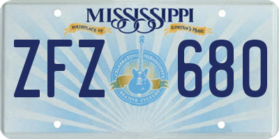 MS license plate ZFZ680