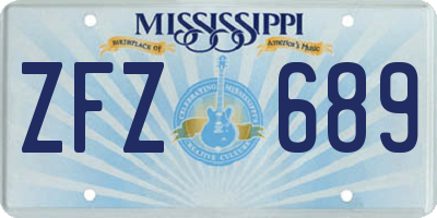 MS license plate ZFZ689
