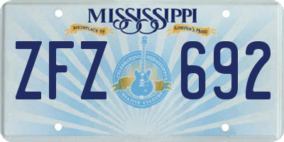 MS license plate ZFZ692