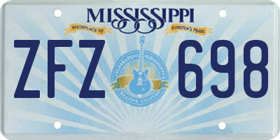 MS license plate ZFZ698