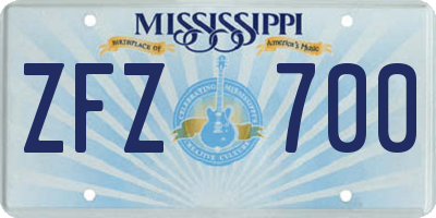 MS license plate ZFZ700