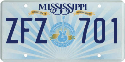 MS license plate ZFZ701