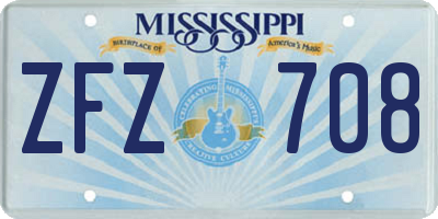 MS license plate ZFZ708