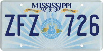 MS license plate ZFZ726