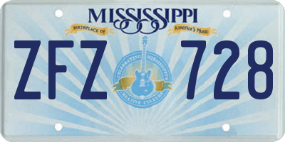 MS license plate ZFZ728